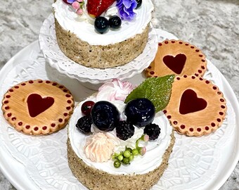 Fake Mini Fruit Topped Cheese Cakes & Cookie Display