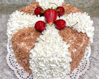 Fake  Food Toasted Coconut Display Cake Kitchen Staging Bakery Decor