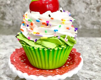 Faux Candied Green Apple Cupcake Tiered Tray Decor *** LAST ONE *** SALE ***