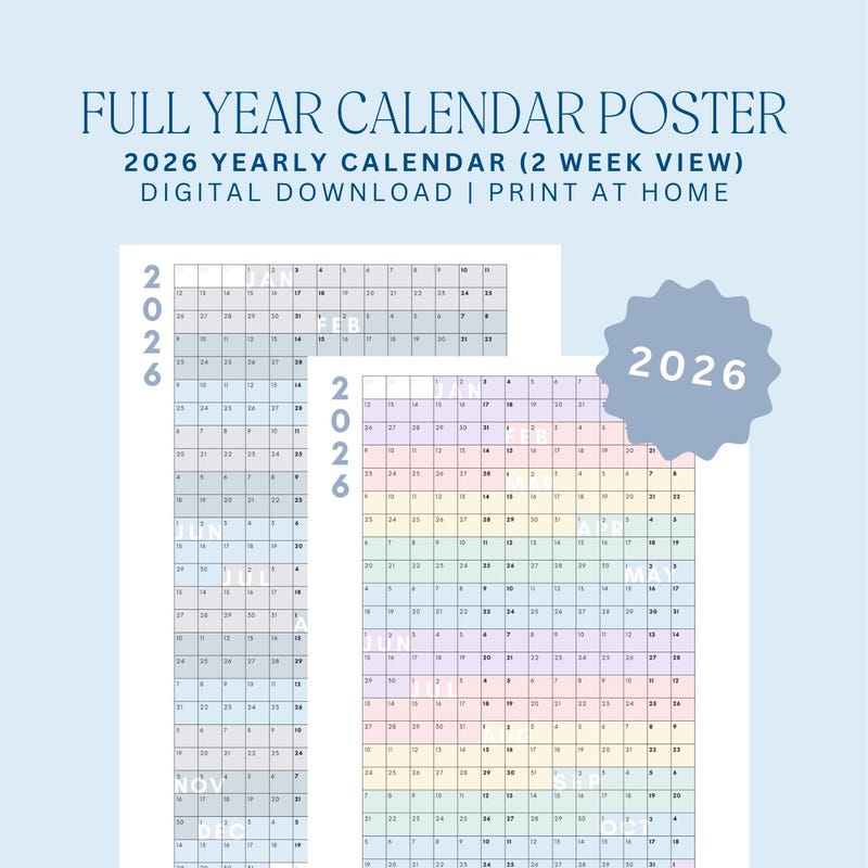 Wall Calendar 2026 Week Etsy