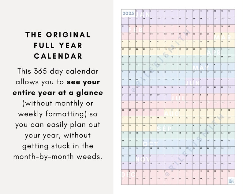 2025 Full Year Calendar Poster Calendar, Year Planner, Digital Download