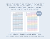 2027 Full Year Calendar (2 Week View) | year planner, digital download, school calendar, 2027 year poster, academic planner