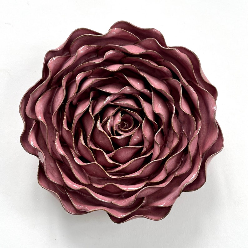 Rose Wall Flower Large in Limited Edition Rose Glaze image 1