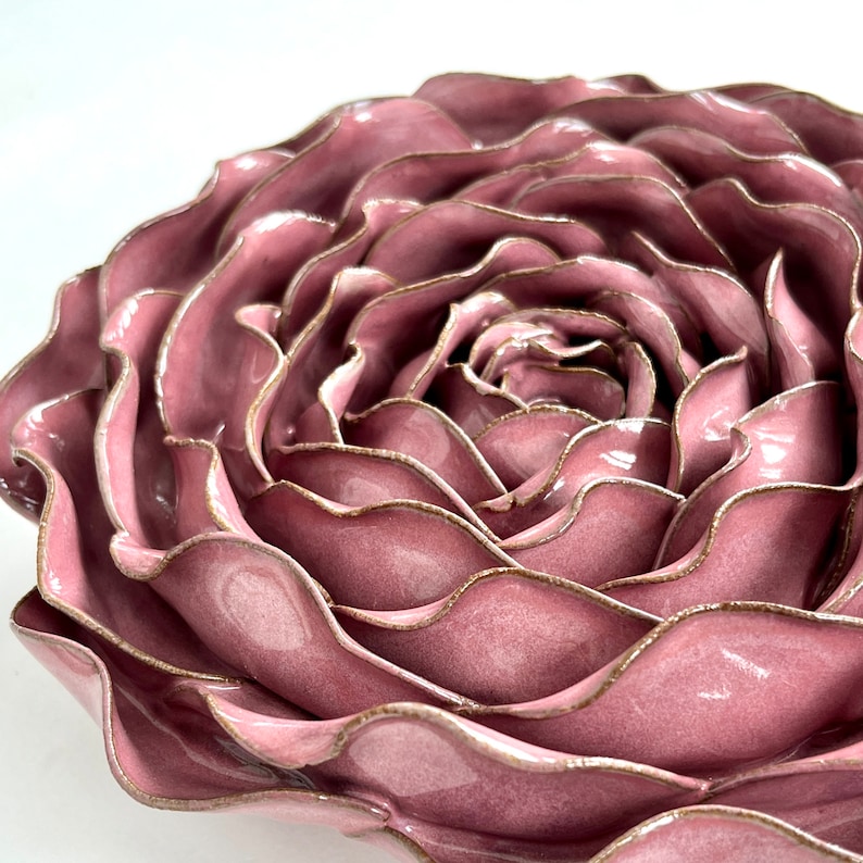 Rose Wall Flower Large in Limited Edition Rose Glaze image 2