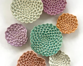 ZINNIAS - Set of 7 Limited Edition Porcelain Wall Flowers