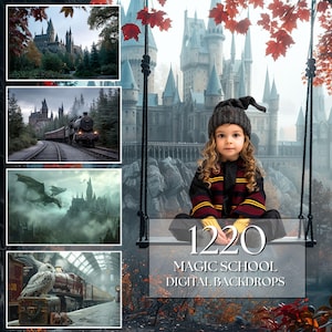 Wizard School Digital Backdrop Bundle, Halloween Fairytale Overlays (Digital Download)