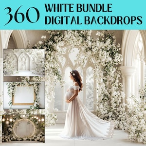 White Maternity digital backdrop white floral texture overlay white castle backdrop wedding maternity backdrop studio floral overlay bundle