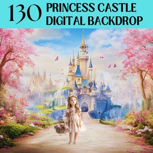 Digitale achtergrond prinses, digitale achtergrond prinses sprookje, magische schemering, digitale achtergrond kasteel, achtergrond prinses kasteel