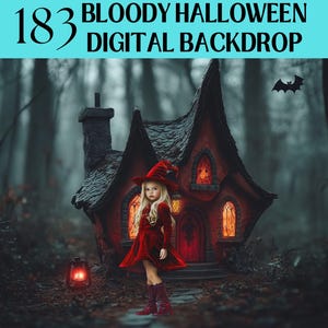 183 Bloody Halloween Digital Backdrop Red Haunted Mansion Room Creepy Scary Witch House Photo Death Studio Devil Composite Horror Background