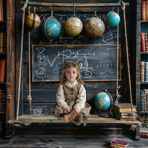 50 Back To School Sfondo digitale, Libri scolastici, Ritratto scolastico, Globi del mondo, Sfondo studio digitale 1° giorno di scuola, Lavagna Jpg
