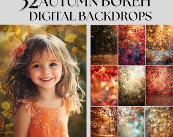 Autumn Bokeh Photography Backdrops, Wedding & Child Photography (Digital Download)
