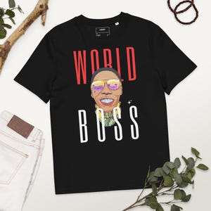World Boss - Uniseks biologisch T-shirt met geribbelde hals