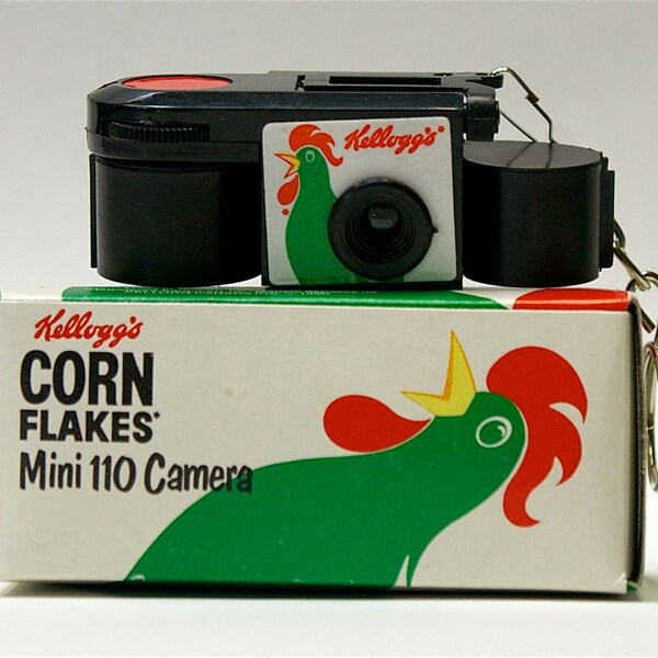 Vintage Keychain Kellogg's 110 film promotional camera and box.  SALE