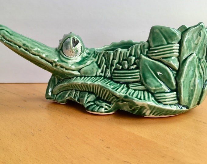 Vintage Mccoy Green Alligator Ceramic Planter 1950's Etsy