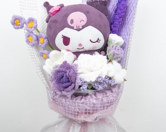 Large Purple Plushie Crochet Flowers Bouquet / Valentine's Day / Birthday / Graduation / Christmas Gift / Knitted Craft