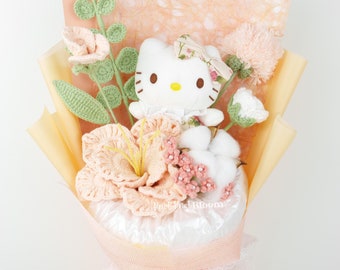 Cute Japanese Style Crochet Balloon Flower Kitty Plushie Bouquet / Graduation Gift / Birthday Gift / Valentin'e Day Gift / Knitted Craft