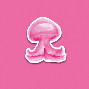 Autocollant individuel  7cm - méduse rose - décoration cahier - Décoration ordinateur - Décoration tabelette