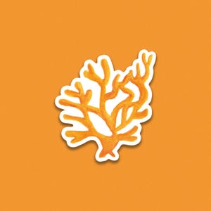 Autocollant individuel  7cm - "Corail orange"  - décoration pour ordinateur - Autocollant pour téléphone