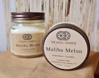 Malibu Melon Kerze: Tropische Sojamischung, Gurkenduft