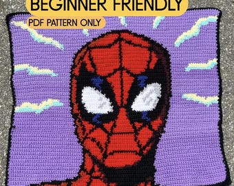 スパイダーマンのかぎ針編みタペストリーパターン