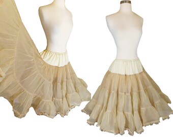 GOTHIC Vintage Black Ruffle PETTICOAT Full Circle Swishy Crinoline Square Dance SKIRT Dominatrix Fetish Cosplay Sissy Halloween Costume