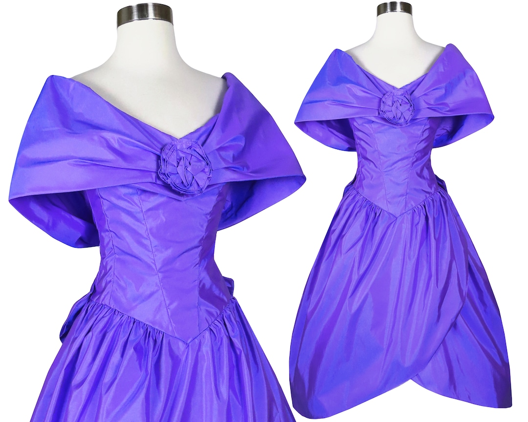 Vintage 80s Prom Party Dress XXS Extra Extra Small Purple Lavender ...
