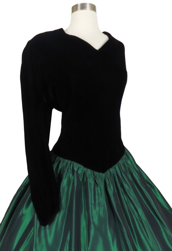 Vintage 80s Prom Dress 1X Plus Size Party Dark Gr… - image 9
