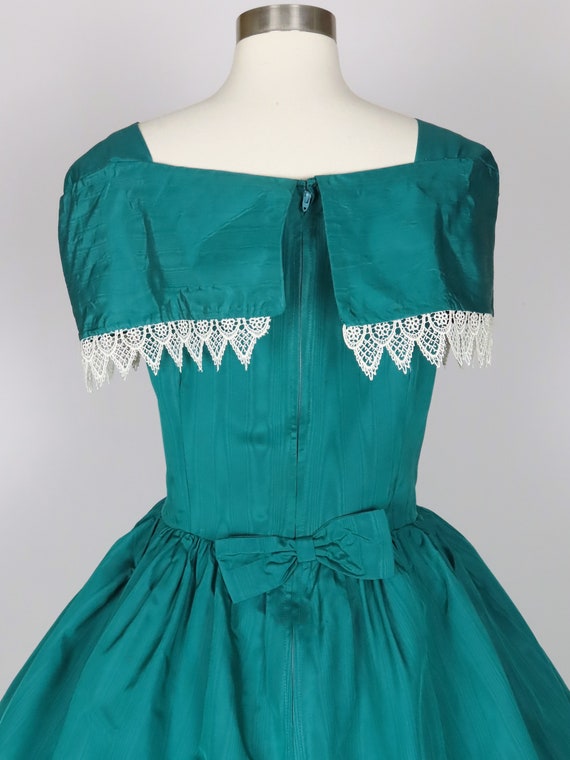 Vintage 80s Teal Taffeta Prom Party Dress XL Extr… - image 8