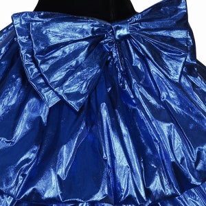 Vintage 80s Metallic Blue Lamé Foil Black Velvet Strapless Double Bubble Skirt Prom Party Dress XS Extra Small BEST Costume Dance Glam Queen image 5