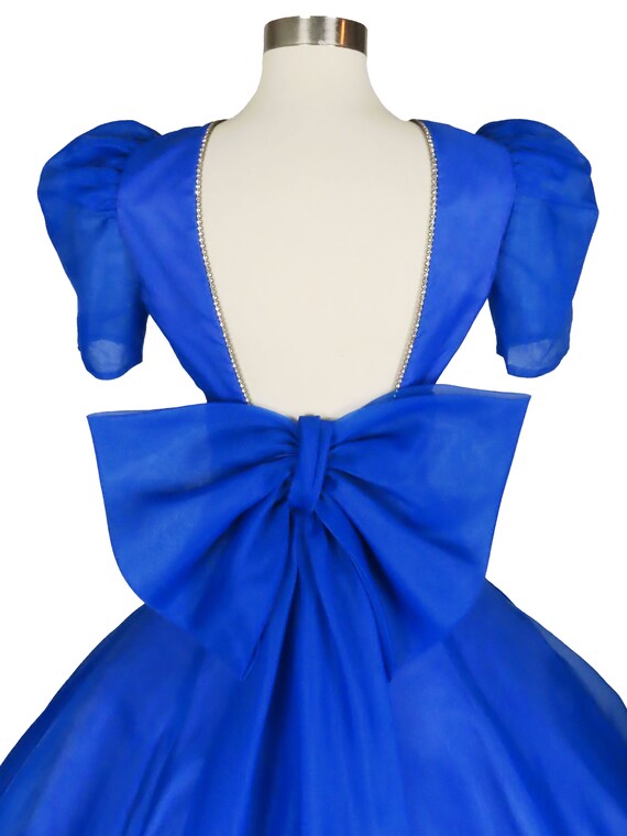 Vintage 80s 50s Blue Full Skirt Prom Party Dress … - image 8