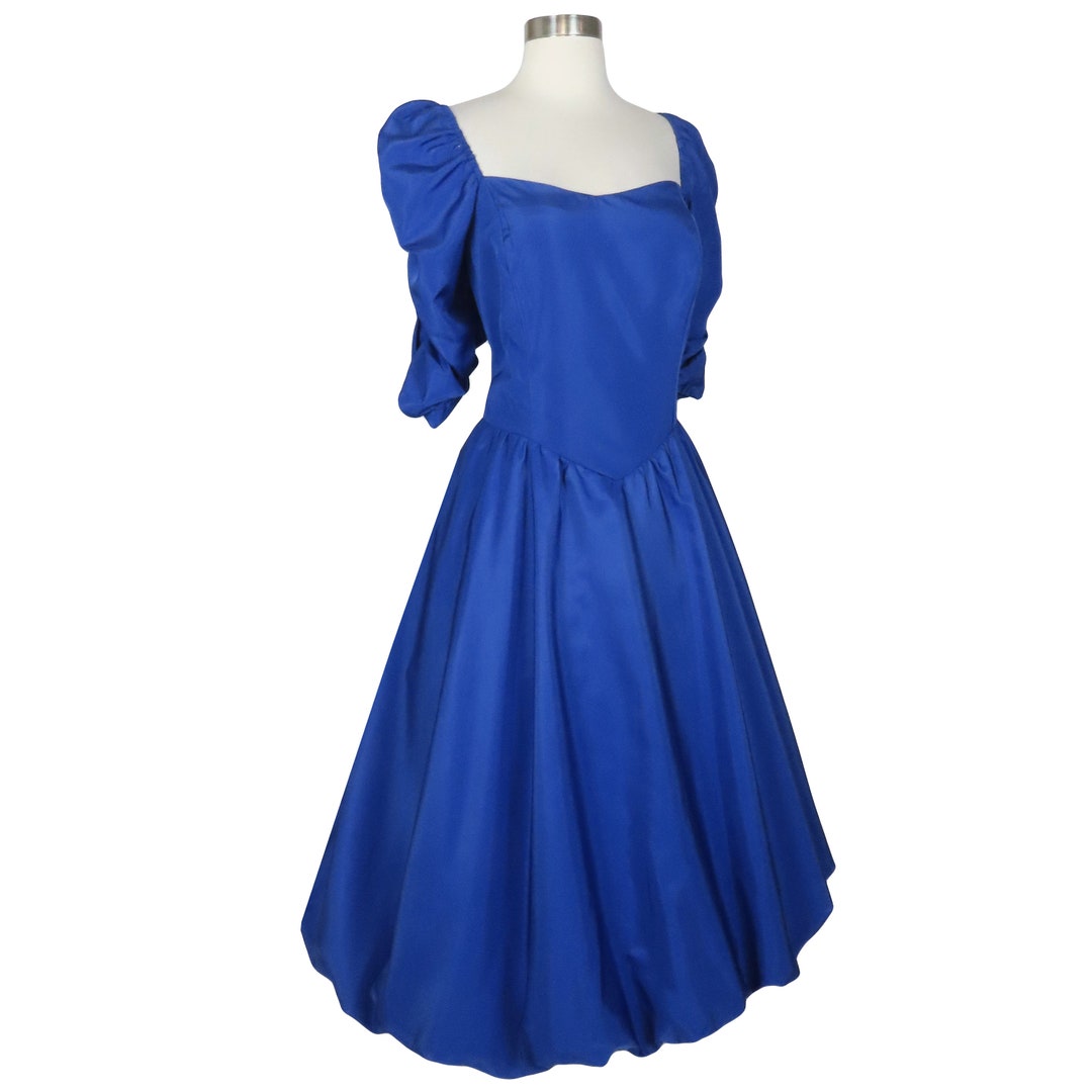 Vintage Chiffon Blue Mini Ruffle Party Dress Prom Gown Y8758