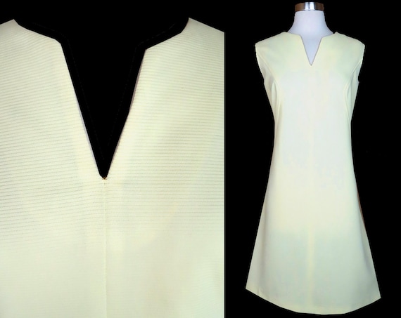 Vintage 60s Dress S M Mod Yellow Small Medium Butt