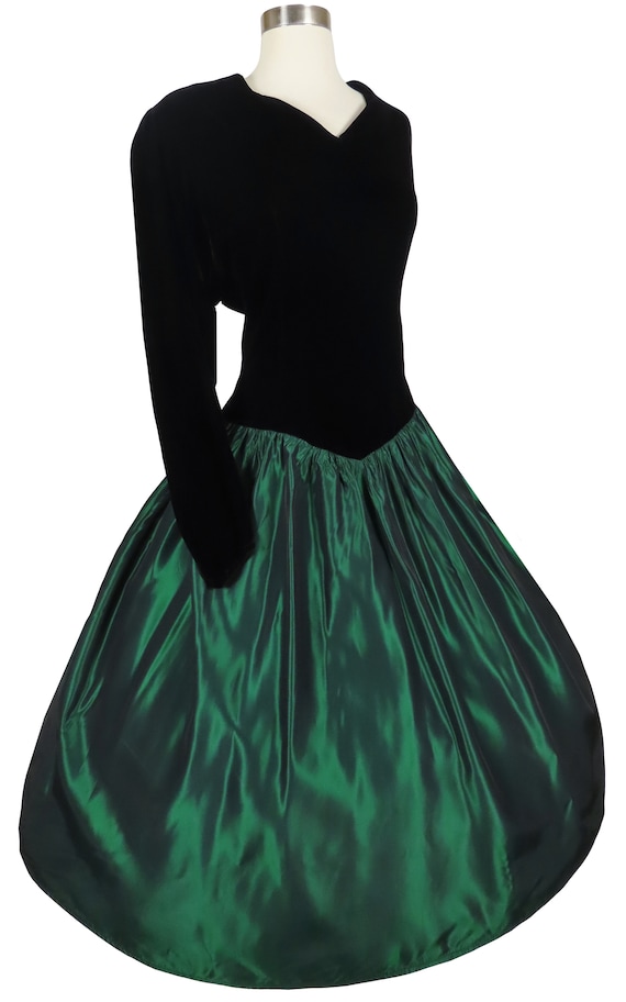 Vintage 80s Prom Dress 1X Plus Size Party Dark Gr… - image 4