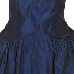 Vintage 80s 50s Navy Blue Taffeta Sweetheart Strapless Full Skirt Prom Party Dress S Small Low Back Classic New Look Rockabilly Pinup Swing image 4