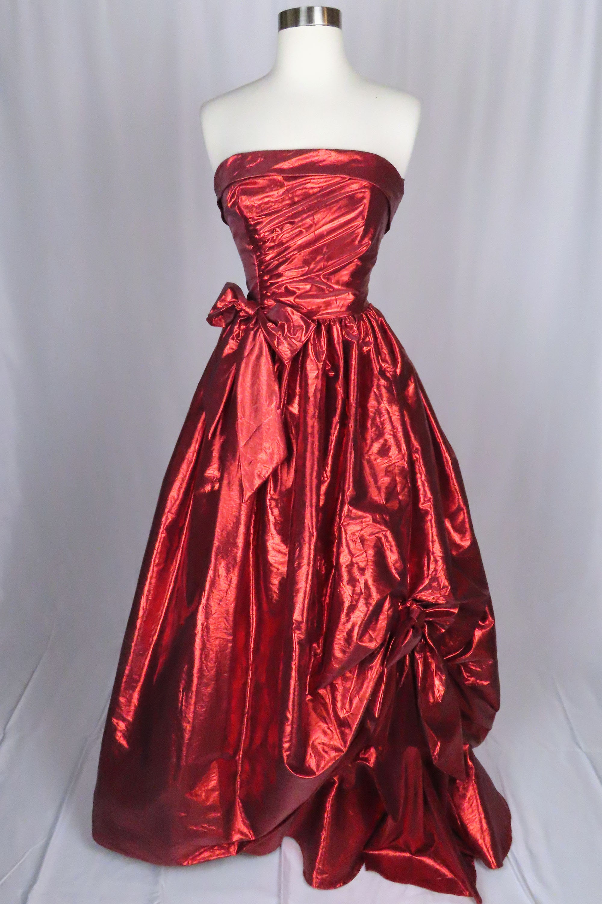 Vintage 80s Red Prom Dress XS EXTRA SMALL Party Metallic Lame Etsy