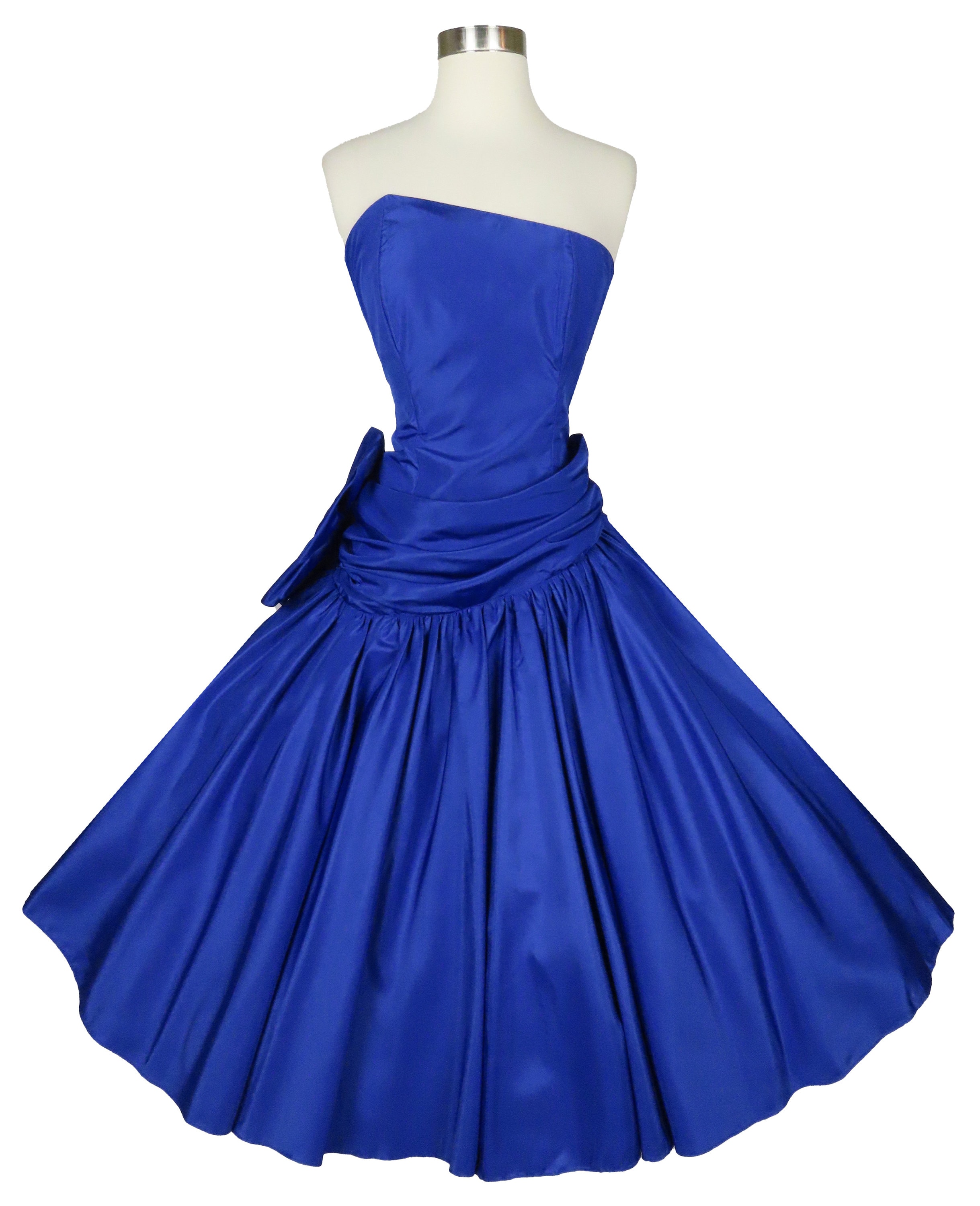 Vintage 80s 50s Royal Blue Strapless Bow Full Circle Skirt - Etsy