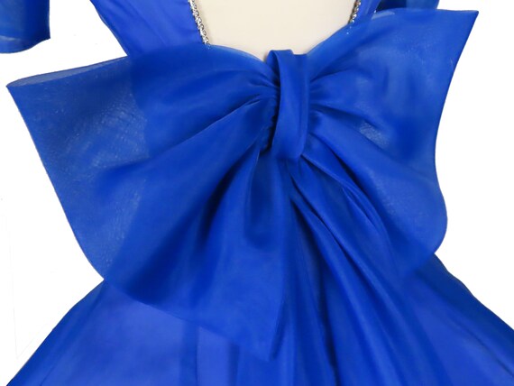 Vintage 80s 50s Blue Full Skirt Prom Party Dress … - image 10