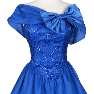 Vintage 80s Blue Lace Sequin Chiffon Full Skirt Princess Prom Party ...