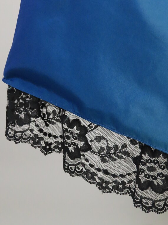 Vintage 80s GUNNE Sax Strapless Blue Black Lace F… - image 7