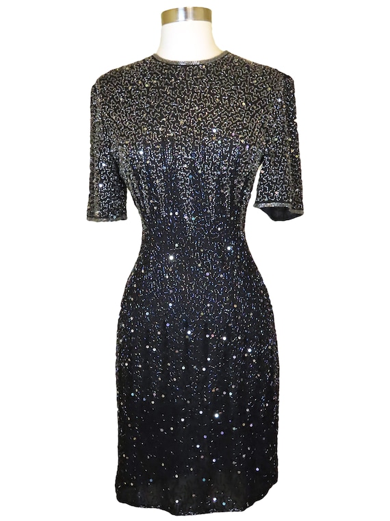 Black and silver dress short hot sale