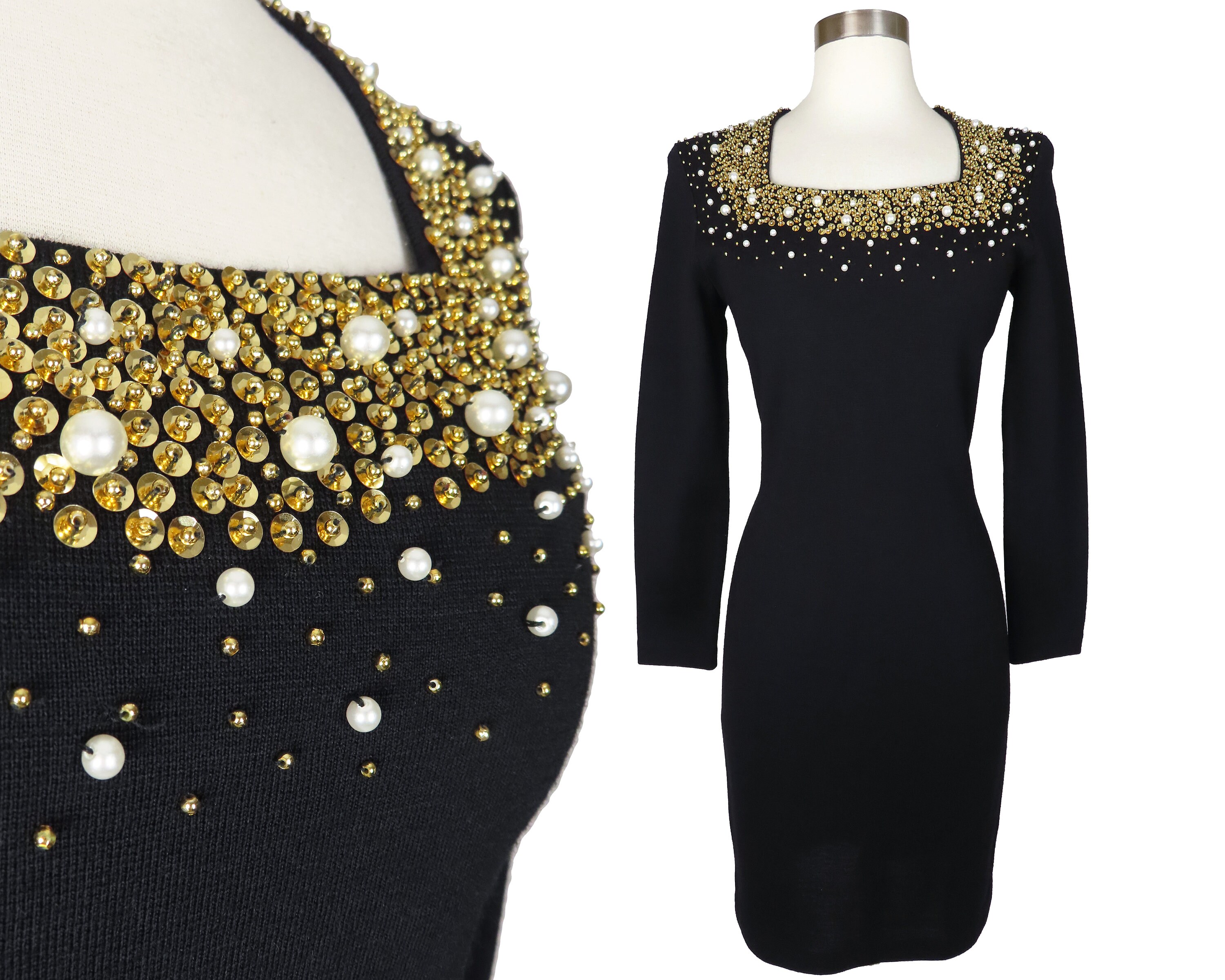 black and gold dress viral Cocktail Dress Cotton Black Gold See Through Pleated Stars Beads Embro –  Shop Alysson Santos main image 1