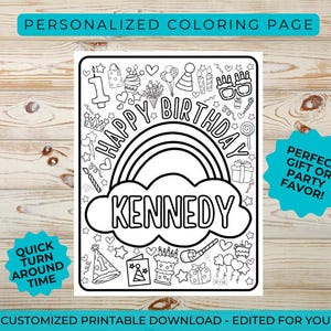 Coloriage joyeux anniversaire, feuille à colorier personnalisée, joyeux anniversaire, coloriage, cadeaux personnalisés