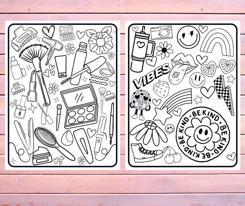 Girly Vibes Coloring Pages, Instant Download, Coloring Pages for Girls ...