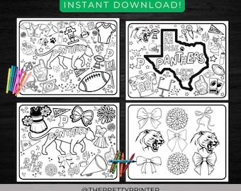 Let's Go Panthers Coloring Pages, Paradise Panthers, Coloring Pages for Kid's, INSTANT DOWNLOAD