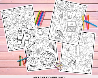 Girly Coloring Pages: Makeup, Bows, and More (PDF Download)