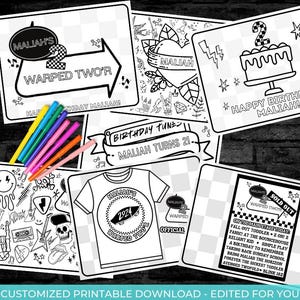 Personalized Warped Two&#39;r Birthday Coloring Pages (Digital Download)