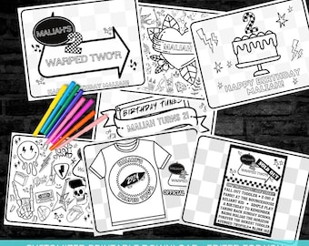 Personalized Warped Two'r Birthday Coloring Pages (Digital Download)