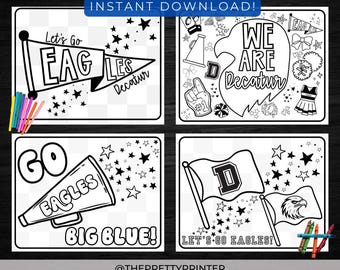 Eagles Cheer Coloring Pages, Decatur Eagles, Coloring Pages for Kid's, INSTANT DOWNLOAD