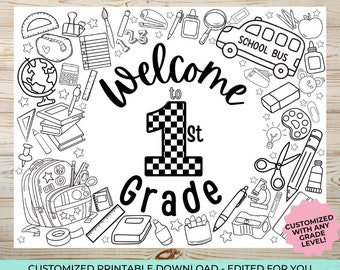 Back to School Coloring Page, Customized with Any Grade, Back to School, Meet the Teacher, Student Activity Sheet, Spanish Activity Sheet,