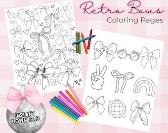Retro Bows Coloring Pages for Kids and Adults (PDF Pattern)